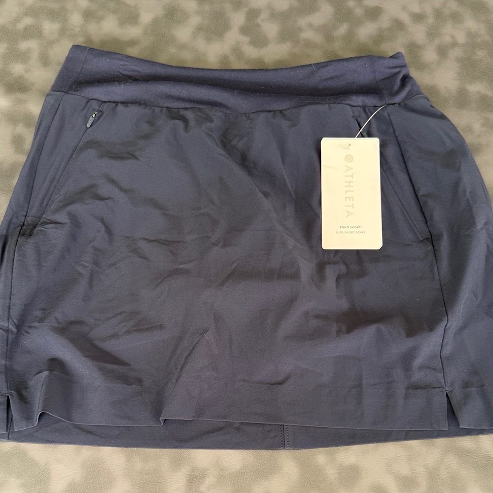 Athleta Navy Blue Performance Skort with Zip Pocket